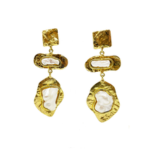 Cargar imagen en el visor de la galería, aros de perla y bronce