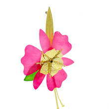 Cargar imagen en el visor de la galería, Caravanas flore rosa y dorado