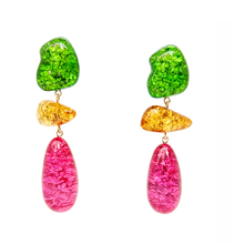 Cargar imagen en el visor de la galería, Caravanas verde naranja y fucsia