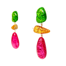 Cargar imagen en el visor de la galería, Caravanas verde naranja y fucsia