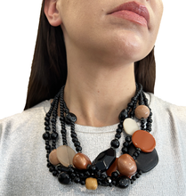 Cargar imagen en el visor de la galería, Collar negro, ladrillo y beige