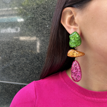 Cargar imagen en el visor de la galería, Caravanas verde naranja y fucsia