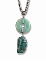Cargar imagen en el visor de la galería, Collar agata y piedra verde
