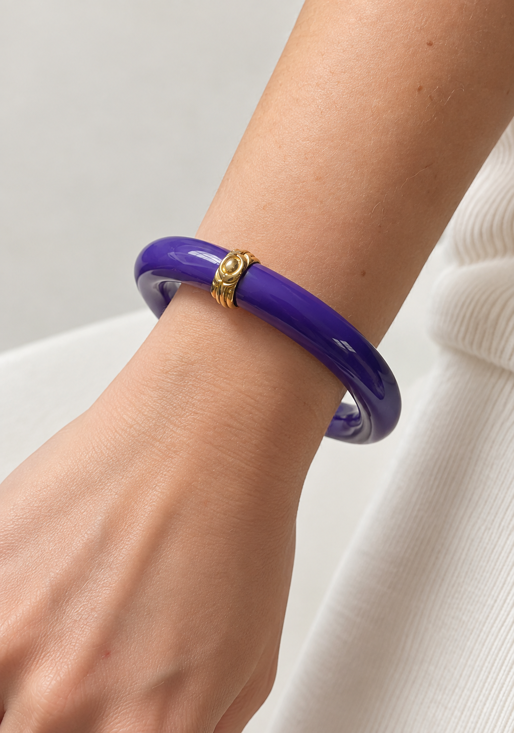 Pulsera violeta y dorado – Fahoma, bijouterie en Uruguay