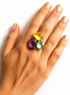 Anillo aqua violeta y amarillo – Fahoma, bijouterie en Uruguay