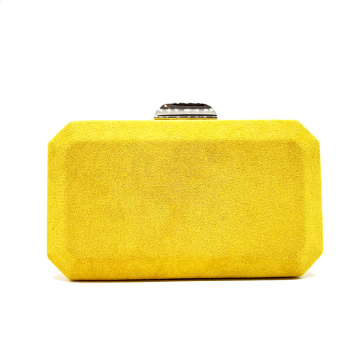 Clutch de ante amarillo mostaza – Fahoma, bijouterie en Uruguay