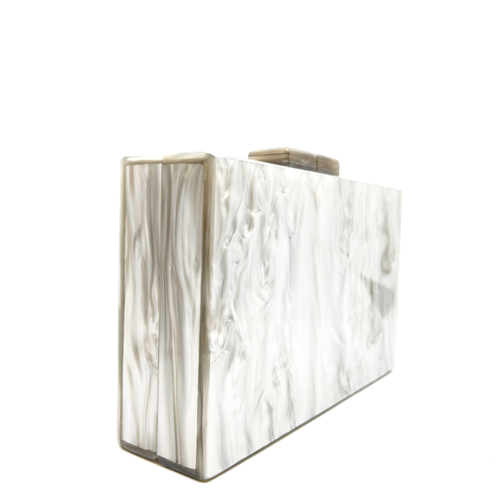 Clutch nacarado plateado, vista 2 – Fahoma