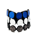 Pulsera de cuero plateada, azul y negra – Fahoma, bijouterie en Uruguay