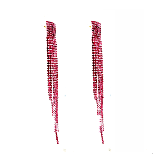 Caravanas lluvia de strass rosa, vista 2 – Fahoma