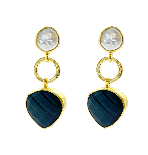 aros de piedras naturales y perla
