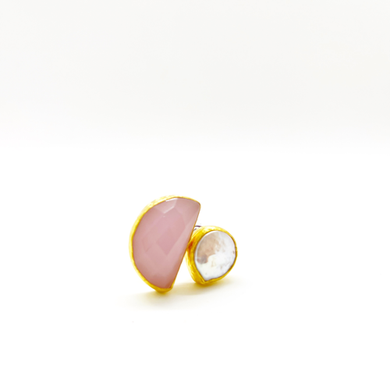 anillo perla  y  piedraa