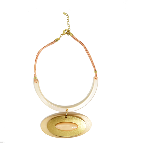 Collar resina dorado y rosa – Fahoma, bijouterie en Uruguay