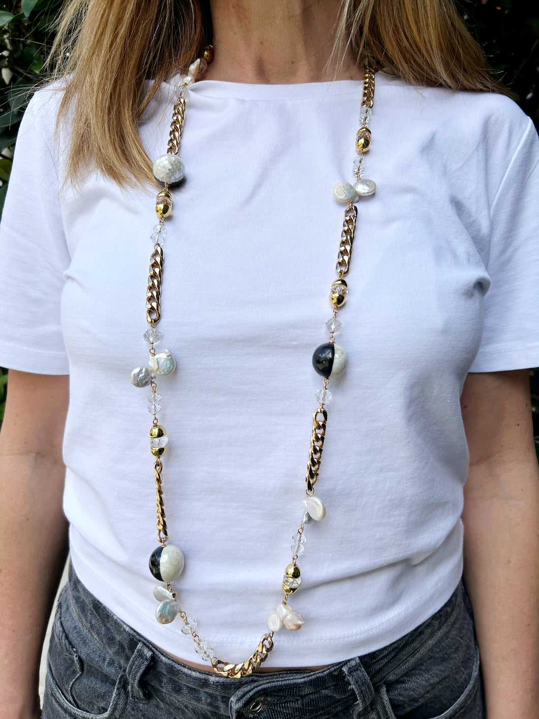 Collar perla nacar y cristal
