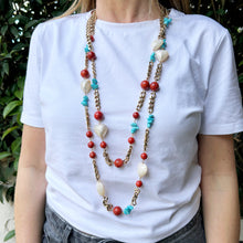 Cargar imagen en el visor de la galería, Collar turquesa coral y nacar
