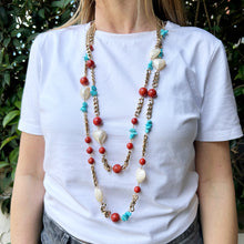 Cargar imagen en el visor de la galería, Collar turquesa coral y nacar
