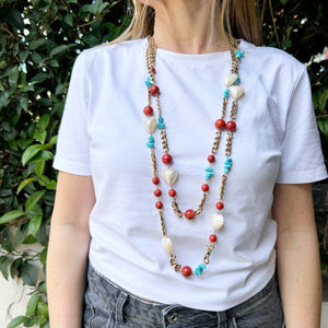 Collar turquesa coral y nacar