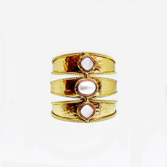 Brazalete tres cortes con piedras, vista 2 – Fahoma