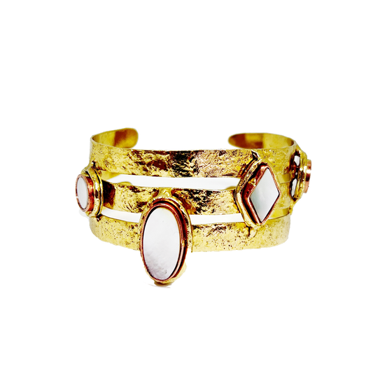 Brazalete triple con piedras, vista 2 – Fahoma
