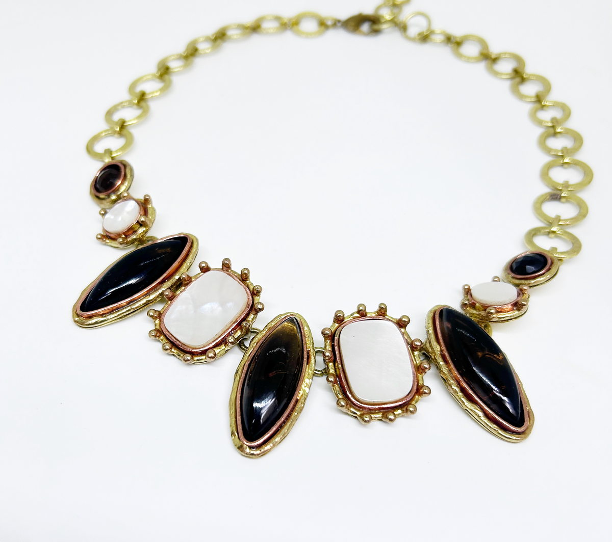 Collar navettes piedras naturales, vista 4 – Fahoma