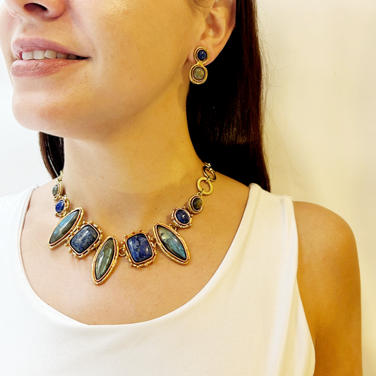 Collar navettes piedras naturales, vista 2 – Fahoma