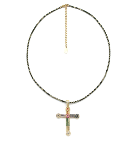 Collar dije cruz multicolor – Fahoma, bijouterie en Uruguay