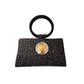 Bolso tejido negro con asa de mostacilla, vista 2 – Fahoma