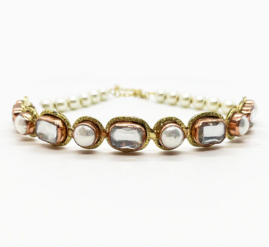choker de perlas y cristal