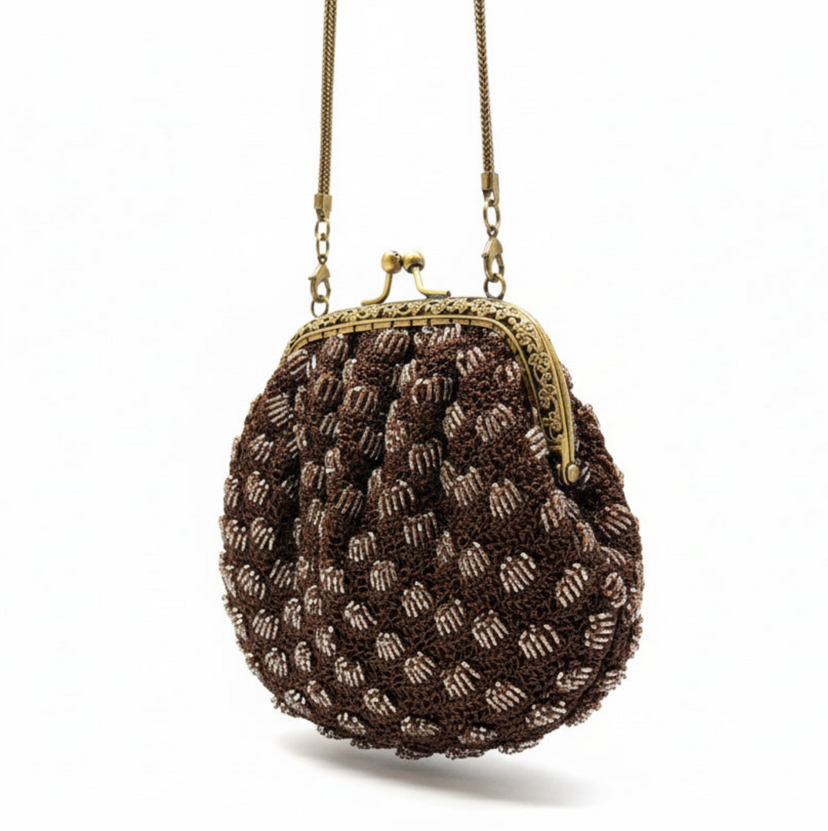 Bolso tejido marrón – Fahoma, bijouterie en Uruguay