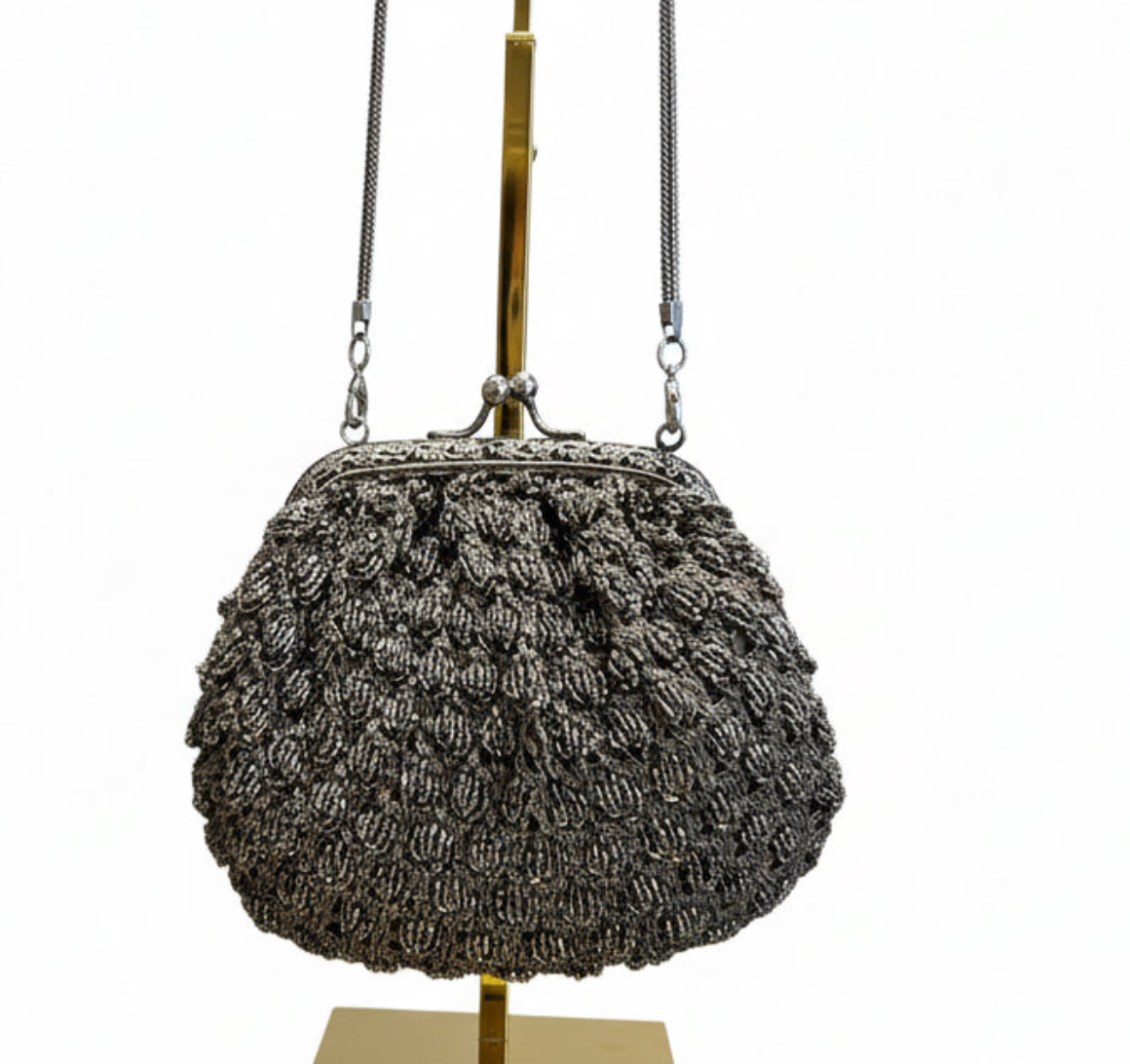 Bolso tejido gris y negro, vista 3 – Fahoma