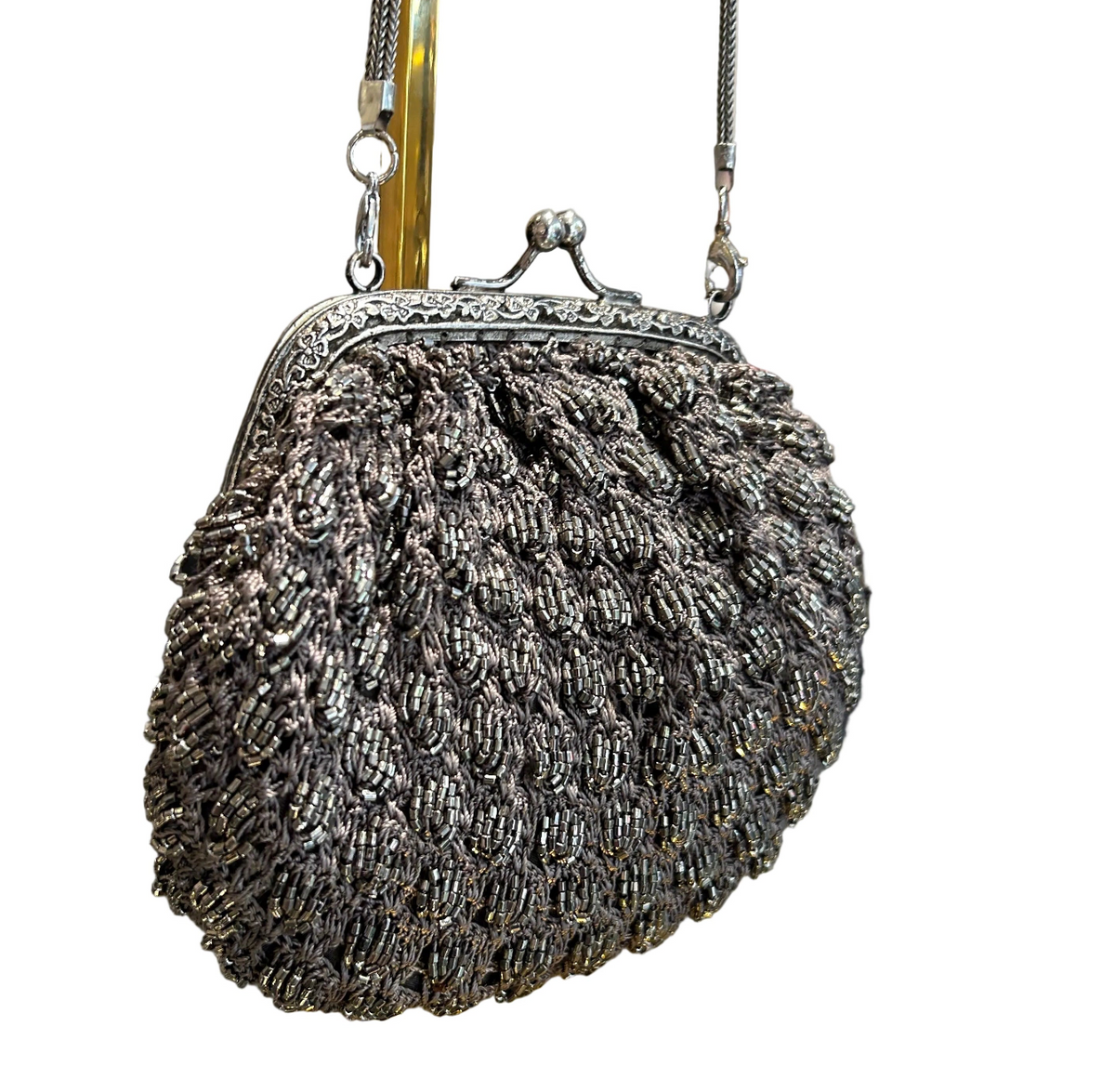 Bolso tejido gris y negro, vista 2 – Fahoma