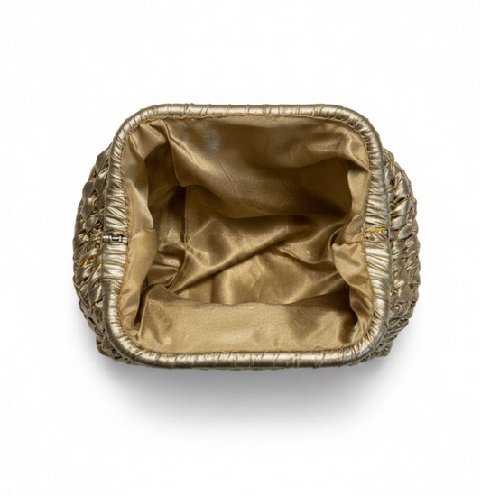 Bolso anudado champagne, vista 2 – Fahoma