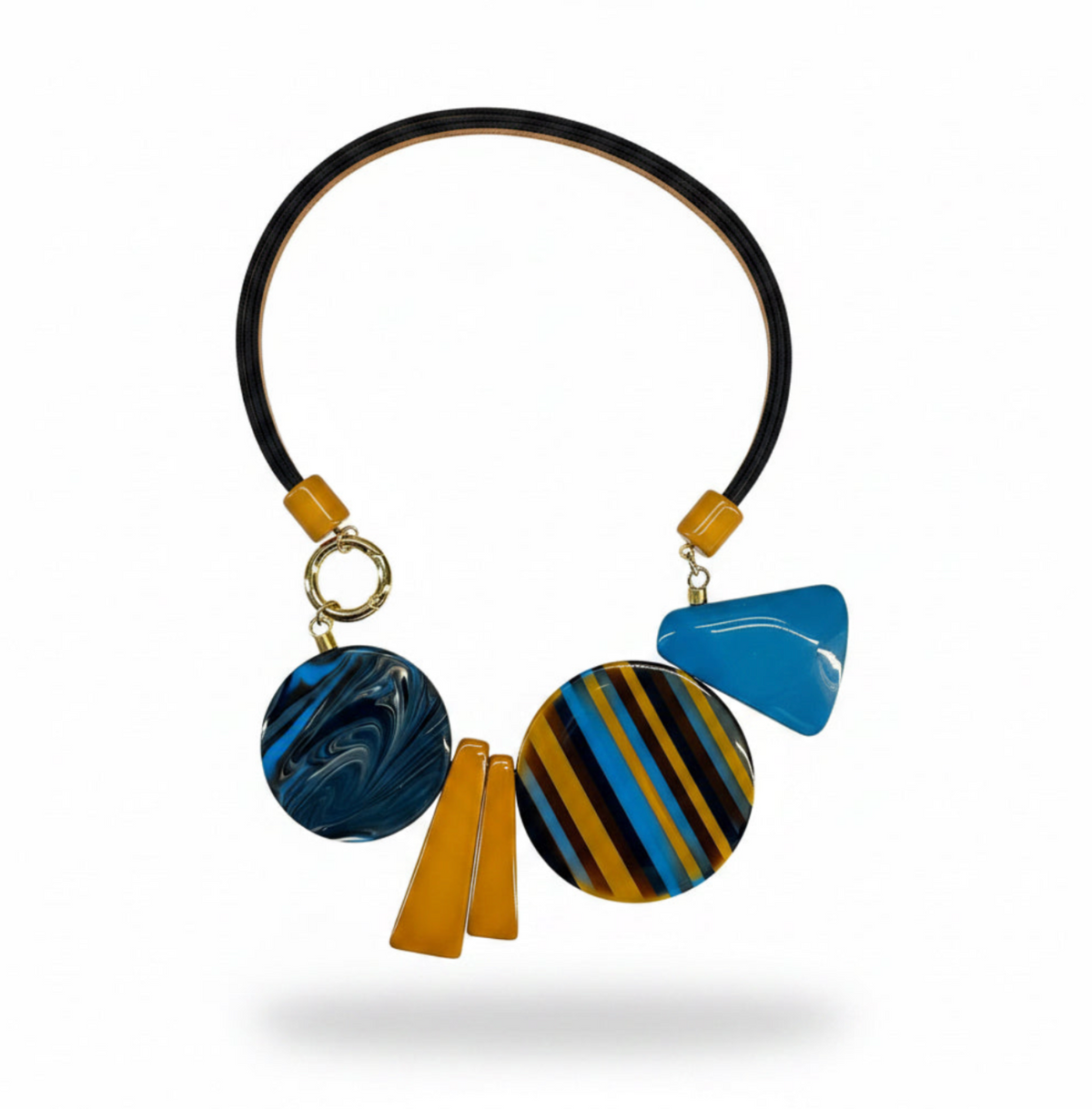 Collar combinado azul y marrón – Fahoma, bijouterie en Uruguay