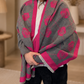 Pashmina fucsia con flores, vista 2 – Fahoma