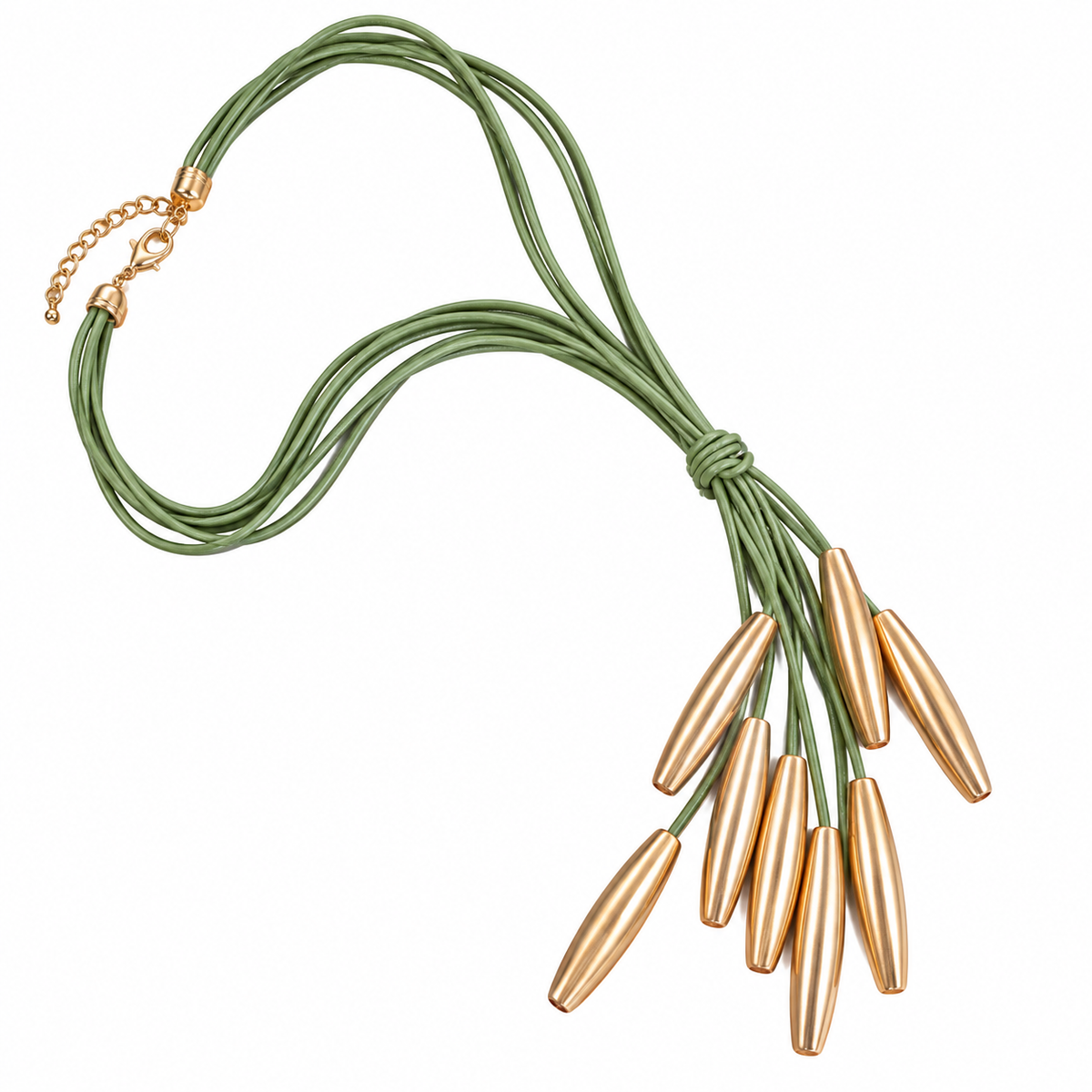 Collar verde con metal rosado – Fahoma, bijouterie en Uruguay