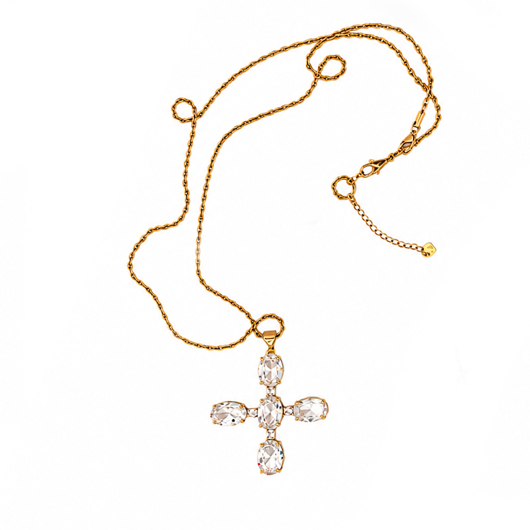 Collar cruz de cristal – Fahoma, bijouterie en Uruguay