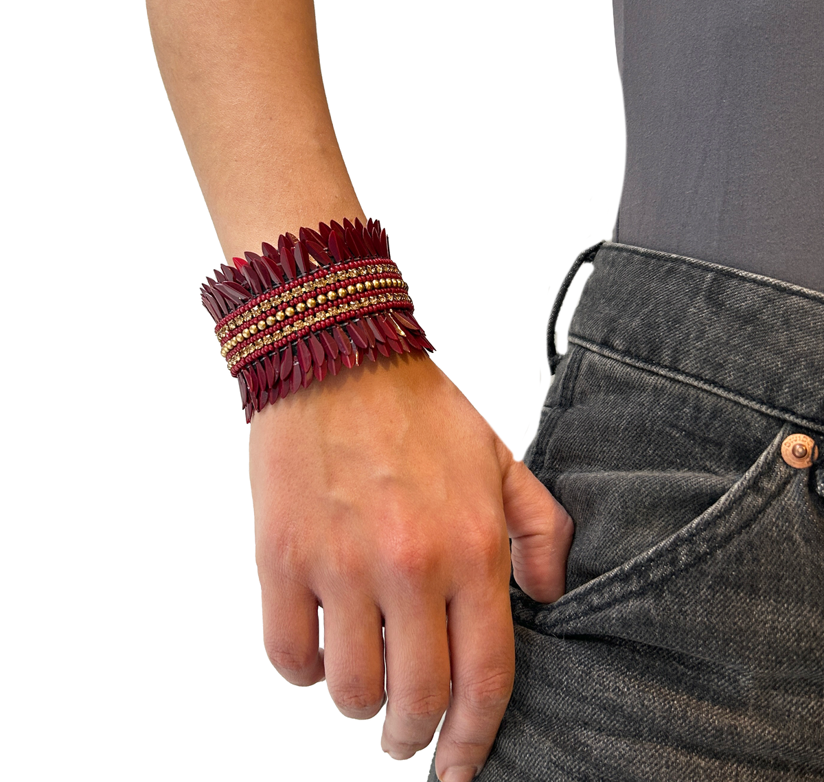 Pulsera lentejuelas y strass, vista 4 – Fahoma