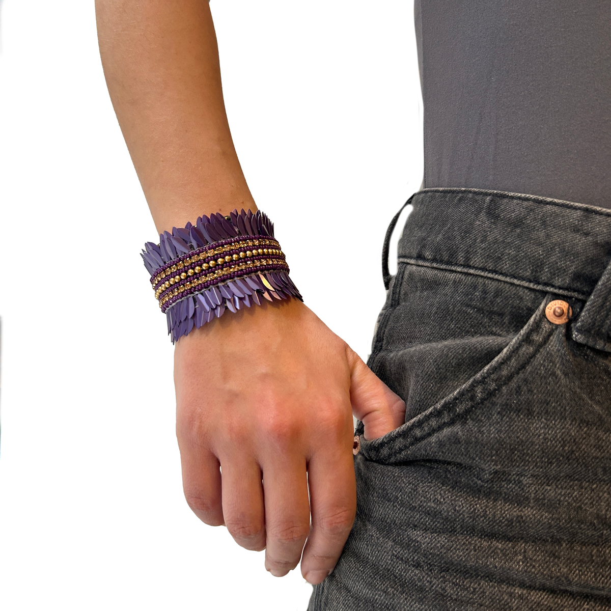 Pulsera lentejuelas y strass, vista 5 – Fahoma