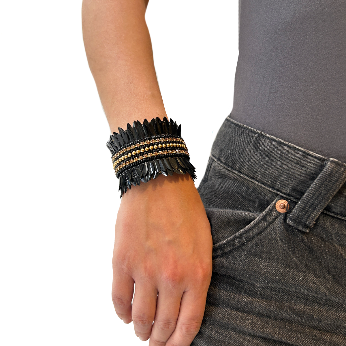 Pulsera lentejuelas y strass, vista 3 – Fahoma