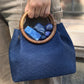 Bolso tejido azul con piedras, vista 2 – Fahoma