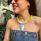Collar cristal amarillo y nácar celeste, vista 3 – Fahoma
