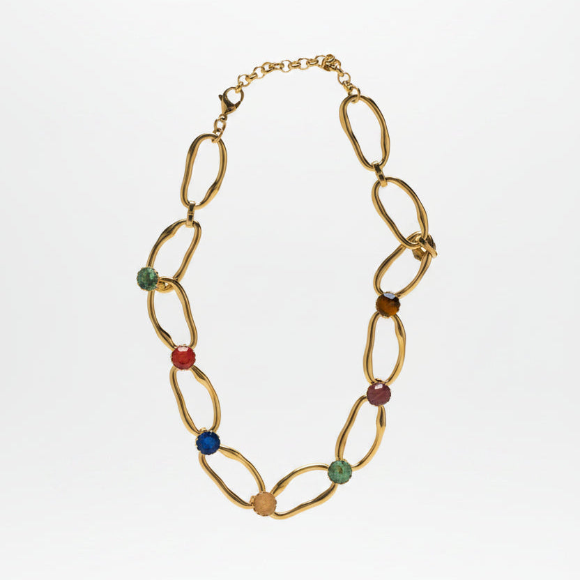 Collar de acero con piedras naturales – Fahoma, bijouterie en Uruguay