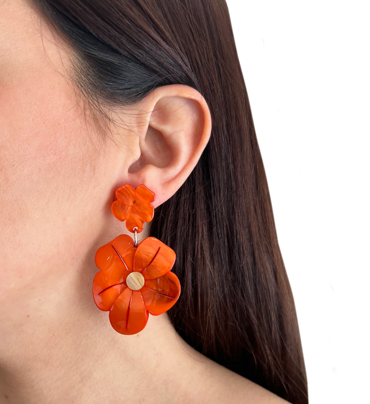 Caravanas flor de resina colgante, vista 3 – Fahoma