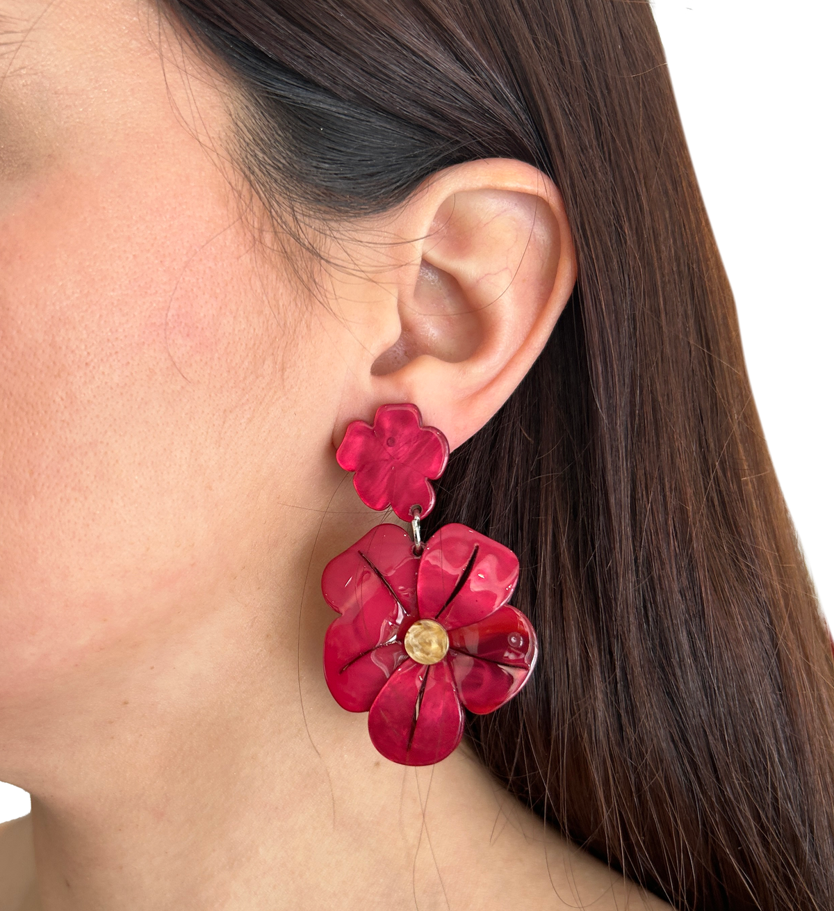 Caravanas flor de resina colgante, vista 4 – Fahoma