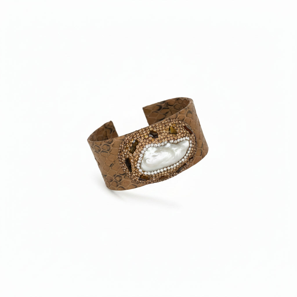 Pulsera piel y perla barroca – Fahoma, bijouterie en Uruguay