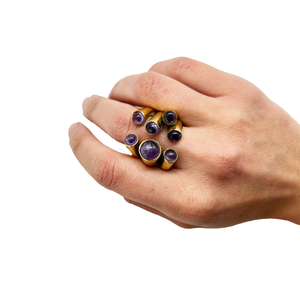 Anillo bronce y amatista