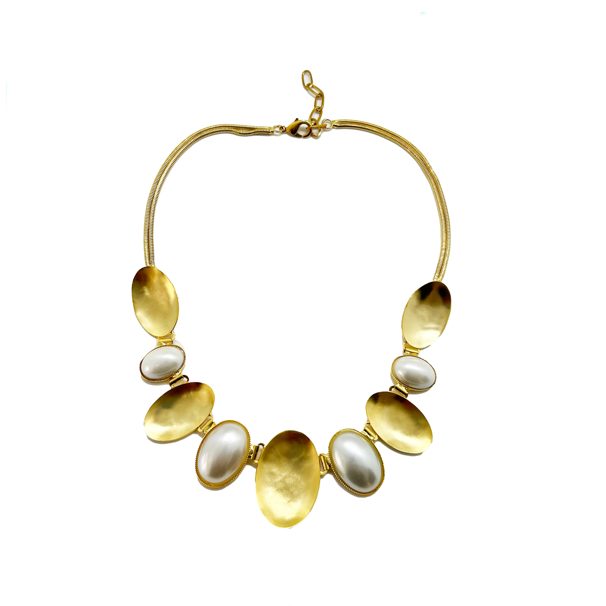 Collar óvalos perla y bronce – Fahoma, bijouterie en Uruguay
