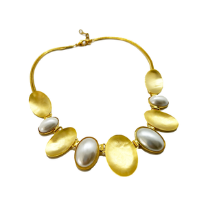 Collar óvalos perla y brone