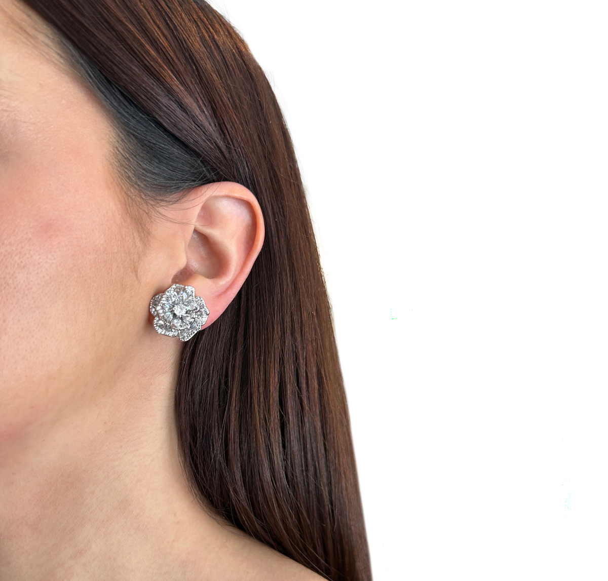 Caravanas flor zirconia de clip – Fahoma, bijouterie en Uruguay
