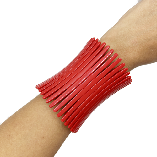 Pulsera ancha de resina color hueso, vista 4 – Fahoma