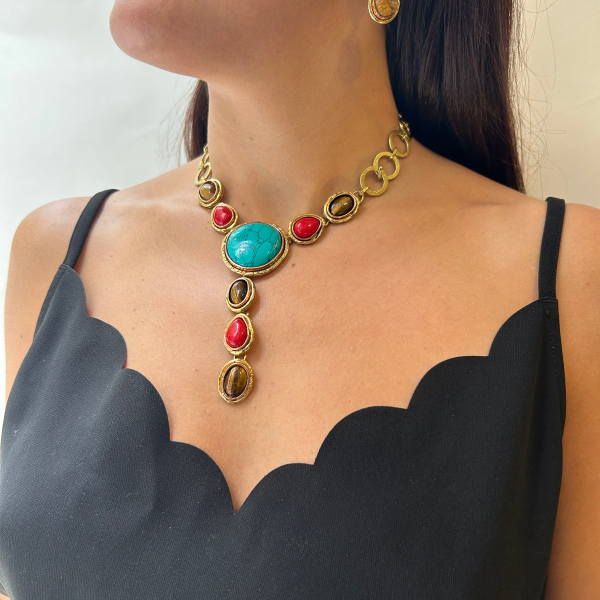 Collar corbatero piedras naturales – Fahoma, bijouterie en Uruguay